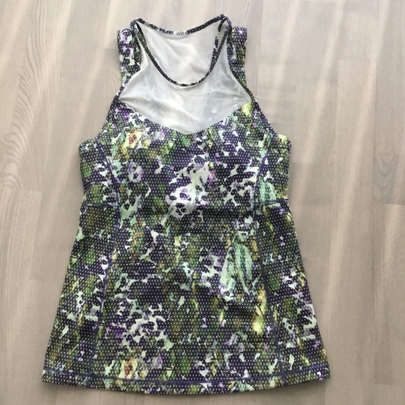 Lululemon Floral "Running in the City" White Mesh Tank Top - Picture 4 of 7